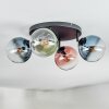 Gastor ceiling light, globe light blue, green, clear, coppery, 4-light sources