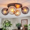Koyoto ceiling light, globe light Amber, Smoke-coloured, 4-light sources