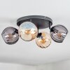Koyoto ceiling light, globe light Amber, Smoke-coloured, 4-light sources