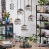 Koyoto hanging light, globe light, pendant light gold, black, 5-light sources