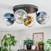 Koyoto ceiling light, globe light blue, gold, green, clear, 4-light sources