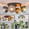 Koyoto ceiling light, globe light blue, gold, green, clear, Smoke-coloured, 4-light sources