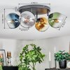 Koyoto ceiling light, globe light blue, gold, green, clear, Smoke-coloured, 4-light sources