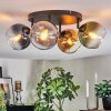 Koyoto ceiling light, globe light blue, gold, green, clear, Smoke-coloured, 4-light sources