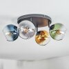 Koyoto ceiling light, globe light blue, gold, green, clear, Smoke-coloured, 4-light sources