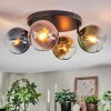 Koyoto ceiling light, globe light blue, gold, green, clear, coppery, 4-light sources