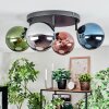 Gastor ceiling light, globe light blue, chrome, green, coppery, Smoke-coloured, 4-light sources