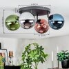 Gastor ceiling light, globe light blue, chrome, green, coppery, Smoke-coloured, 4-light sources