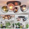 Gastor ceiling light, globe light blue, chrome, green, clear, coppery, Smoke-coloured, 4-light sources