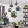 Koyoto hanging light, globe light, pendant light blue, chrome, green, coppery, Smoke-coloured, 5-light sources