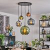 Koyoto hanging light, globe light, pendant light blue, chrome, green, coppery, Smoke-coloured, 5-light sources