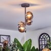 Chehalis ceiling light, globe light 27 cm chrome, clear, Smoke-coloured, 4-light sources