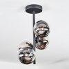 Chehalis ceiling light, globe light 27 cm chrome, clear, Smoke-coloured, 4-light sources