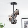 Chehalis ceiling light, globe light 27 cm chrome, clear, Smoke-coloured, 4-light sources