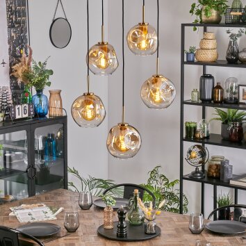 Ripoll hanging light, globe light, pendant light gold, black, 5-light sources
