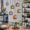 Koyoto hanging light, globe light, pendant light gold, black, 5-light sources