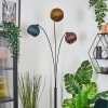 Koyoto globe light, floor lamp blue, gold, coppery, 3-light sources