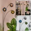 Gastor globe light, floor lamp blue, chrome, green, Smoke-coloured, 3-light sources