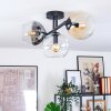 Koyoto ceiling light, globe light Amber, clear, Smoke-coloured, 3-light sources