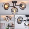 Koyoto ceiling light, globe light clear, Smoke-coloured, 3-light sources