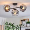 Koyoto ceiling light, globe light clear, Smoke-coloured, 3-light sources