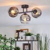 Koyoto ceiling light, globe light clear, Smoke-coloured, 3-light sources