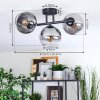 Koyoto ceiling light, globe light clear, Smoke-coloured, 3-light sources