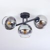 Koyoto ceiling light, globe light clear, Smoke-coloured, 3-light sources