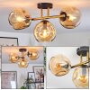 Ripoll ceiling light, globe light gold, black, 3-light sources