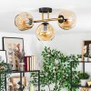 Ripoll ceiling light, globe light gold, black, 3-light sources