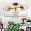 Ripoll ceiling light, globe light gold, black, 3-light sources