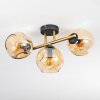 Ripoll ceiling light, globe light gold, black, 3-light sources