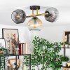 Ripoll ceiling light, globe light gold, black, 3-light sources
