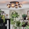 Koyoto ceiling light, globe light chrome, clear, Smoke-coloured, 4-light sources