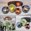 Koyoto ceiling light, globe light blue, green, coppery, 4-light sources