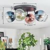 Koyoto ceiling light, globe light blue, green, clear, coppery, 4-light sources