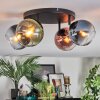 Koyoto ceiling light, globe light blue, green, clear, coppery, 4-light sources