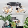 Koyoto ceiling light, globe light Amber, clear, 4-light sources