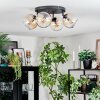 Koyoto ceiling light, globe light Amber, clear, 4-light sources