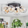 Koyoto ceiling light, globe light Amber, clear, 4-light sources