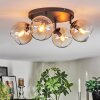 Koyoto ceiling light, globe light Amber, clear, 4-light sources