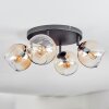 Koyoto ceiling light, globe light Amber, clear, 4-light sources