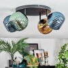 Koyoto ceiling light, globe light blue, gold, green, 4-light sources