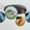Koyoto ceiling light, globe light blue, gold, green, 4-light sources