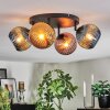 Koyoto ceiling light, globe light blue, gold, coppery, 4-light sources