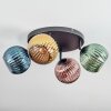 Koyoto ceiling light, globe light blue, gold, green, coppery, 4-light sources