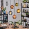 Koyoto hanging light, globe light, pendant light gold, black, 5-light sources
