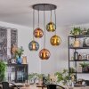 Koyoto hanging light, globe light, pendant light gold, black, 5-light sources