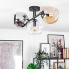 Koyoto ceiling light, globe light Amber, chrome, clear, Smoke-coloured, 3-light sources