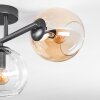Koyoto ceiling light, globe light Amber, chrome, clear, Smoke-coloured, 3-light sources